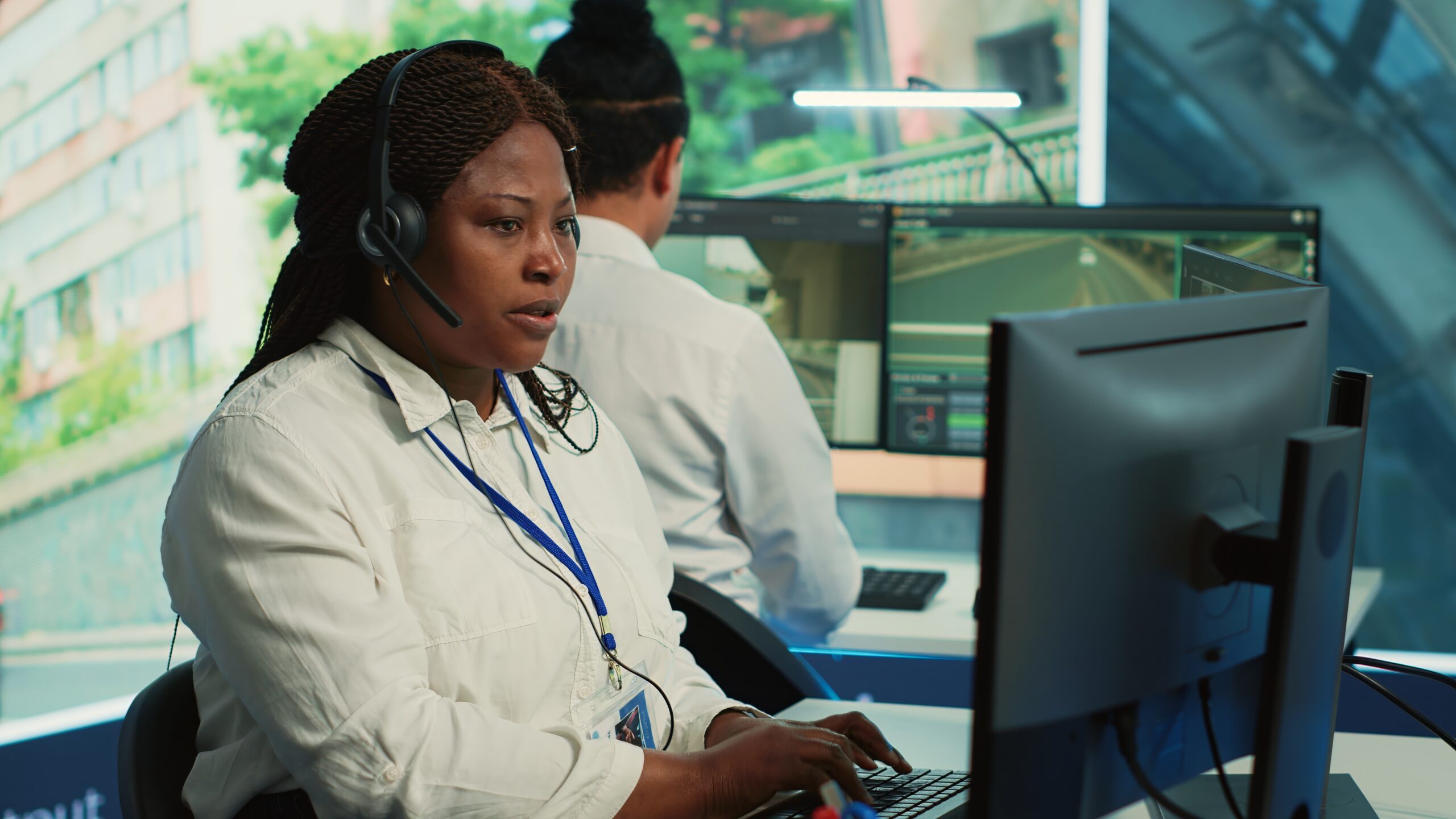 Professional monitoring the operation