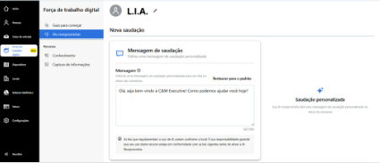 Configuração da saudação inicial