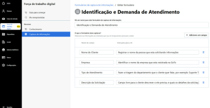 Formulário de captura de dados